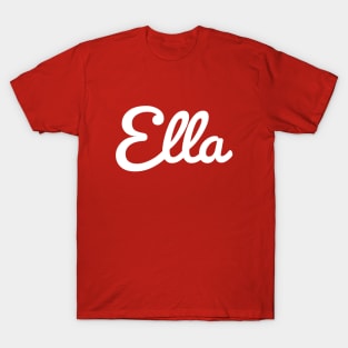 Ella Typography White Cursive Script T-Shirt